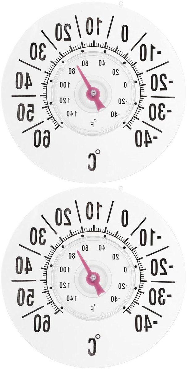 Raamthermometer Set - Buiten thermometer - Temperatuur meten - Nauwkeurige analoge weergave - 18 Cm - Wit