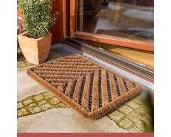 QIN® Borstelmat voor Buiten - Voetenveger met Borstels - Deurmat - Weerbestendig - Slijtvast - Natuurlijk - 60cm x 40cm x 2cm