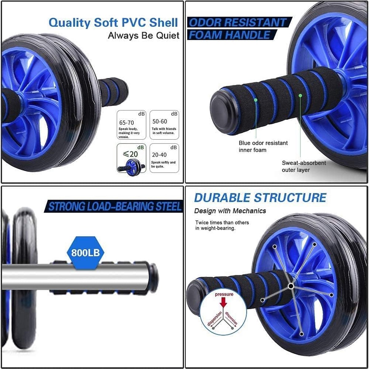 7-in-1 Ab Roller Set met Push-up Bars, Weerstandsband, Springtouw, Handgreep, Kniemat - Home Fitness
