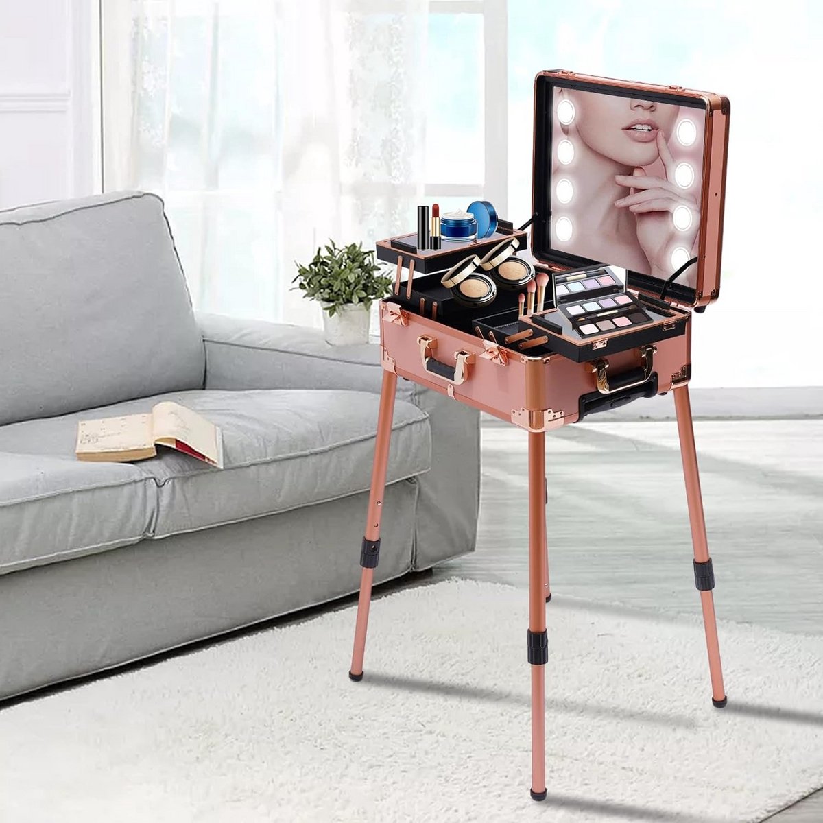 Professionele Make-upkoffer met Wielen - Grote Cosmetica Organizer voor Visagisten