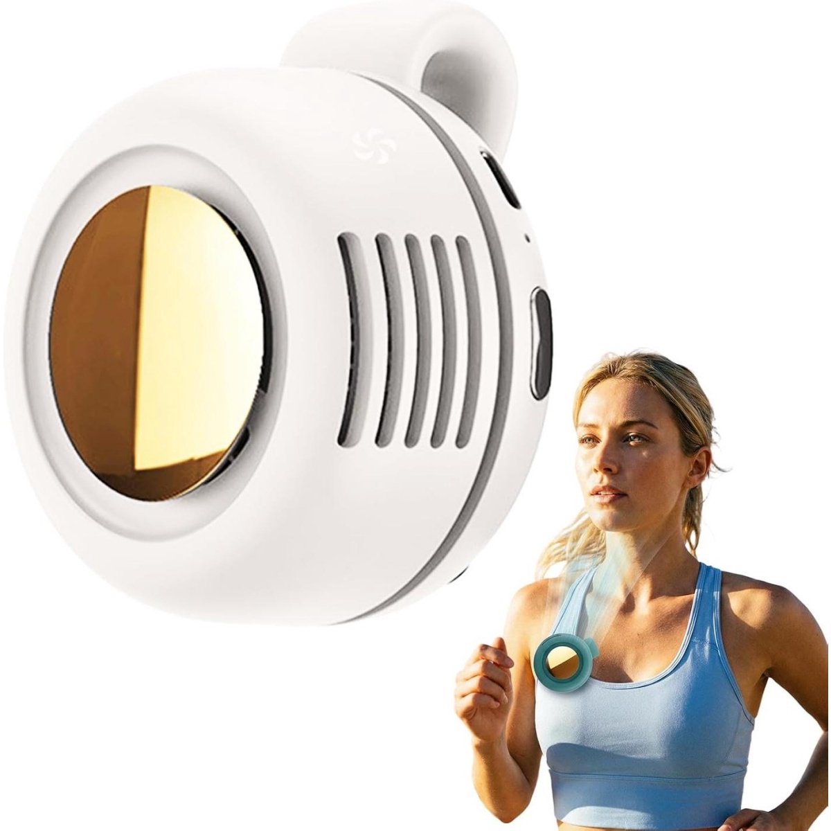 GELLDG Draagbare clip-ventilator - Stille miniventilator met 3 Snelheden - 360° Verstelbare Windrichting, 60 Bladen, 5 Uitlaatopeningen - Geschikt voor Binnen en Buiten Gebruik - ABS Materiaal - 7,4x6,5x5cm, USB Oplaadbaar, 900mAh, 2,1W - Wit