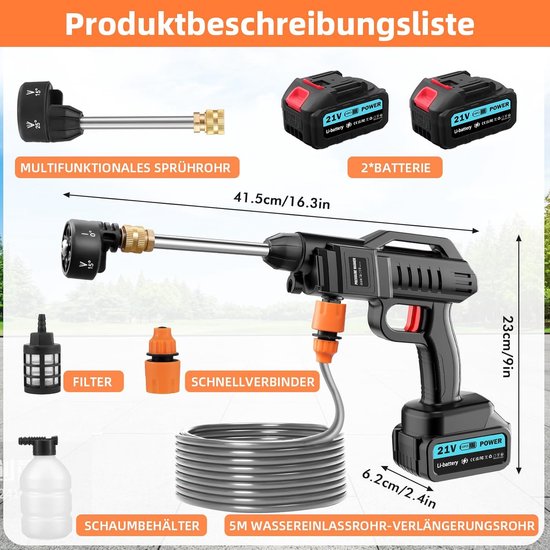 Hogedrukreiniger - Reinigingsapparaat - Terras Schoonmaken - Krachtige Reiniging - 150 Bar - Zwart — afbeelding 4