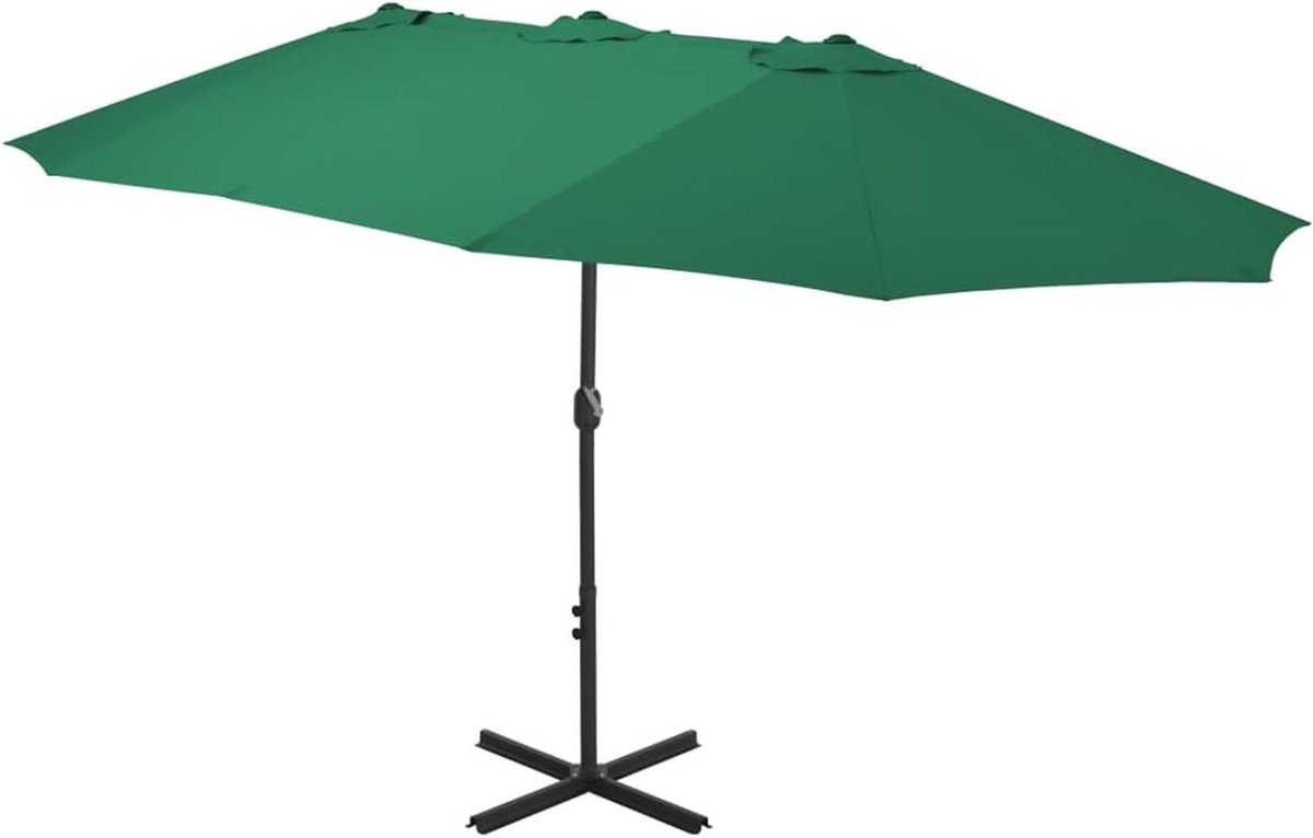 Dubbele Parasol - Tuinparasol Zonnescherm - Buiten Zitten - UV-Bestendig Polyester - 460x270 cm - Groen