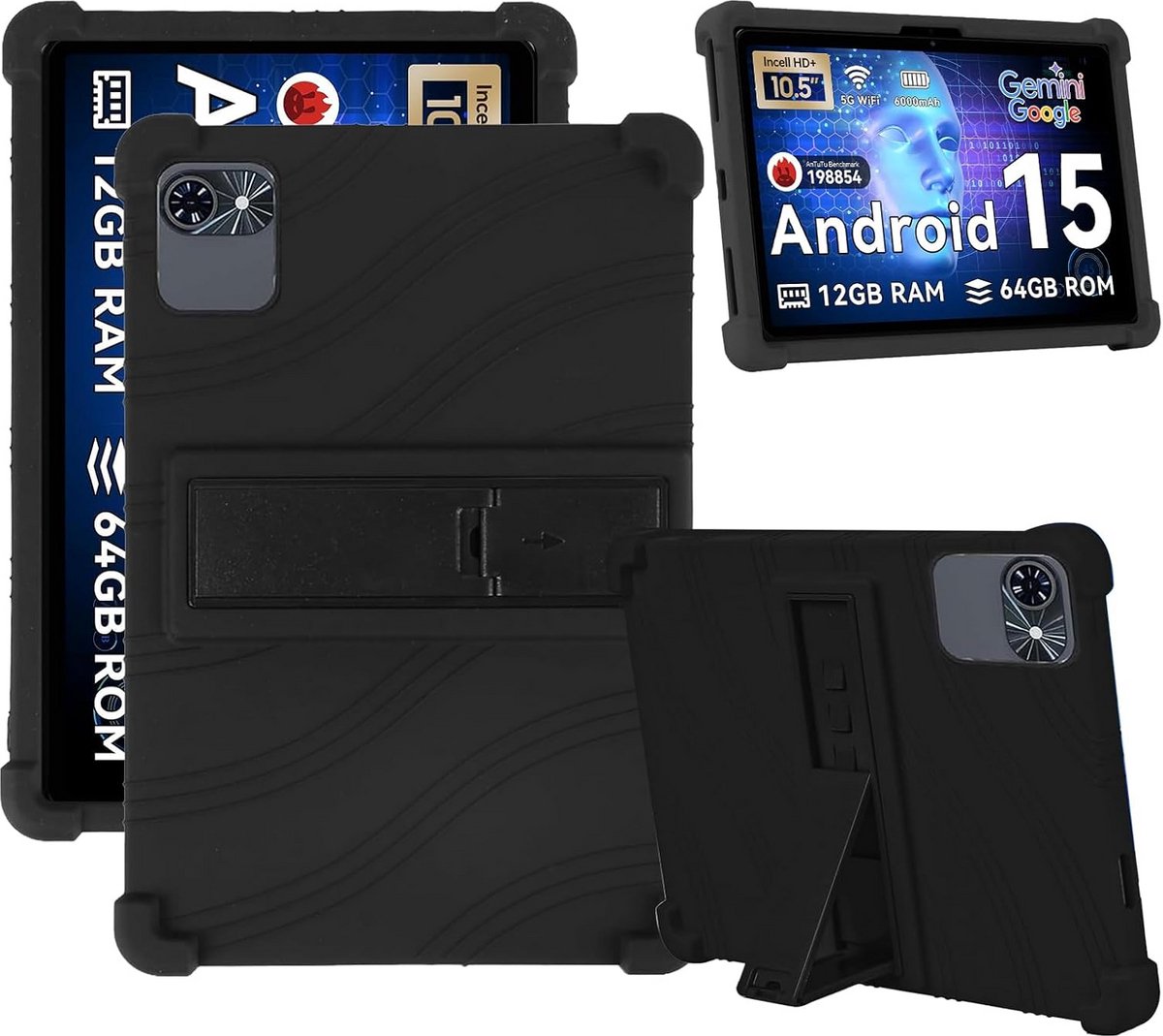 Universele Tablet Hoes 10,5 inch met Verstelbare Standaard - Slagvast Siliconen Bumper voor Bescherming