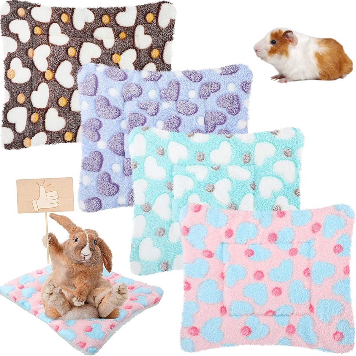 Allecta – Pluche bed voor hamster, konijn, cavia – 4 stuks – Geschikt voor verschillende knaagdieren Allecta – Pluche bed voor hamster, konijn, cavia – 4 stuks – Geschikt voor verschillende knaagdieren