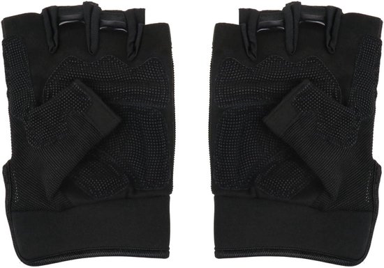 Vingerloze motorhandschoenen voor outdoor sporten, niet-slip, gevoerd, halfvinger, ideaal voor fietsen, wandelen en klimmen, maat 8.5-9 inch, zwart