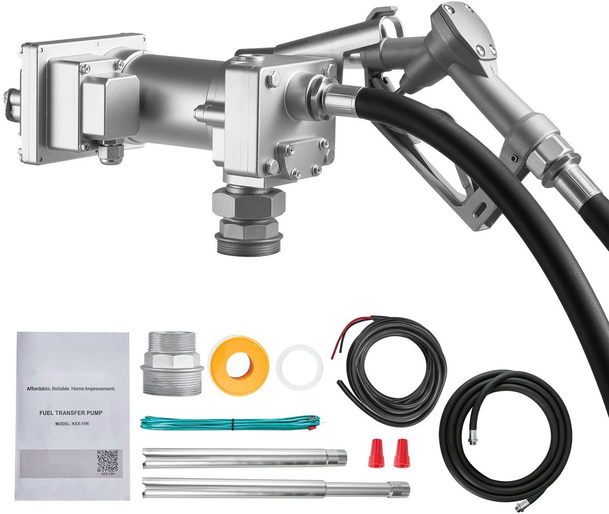 Brandstofpomp - 12V Dieselpomp - Elektrische Transferpomp - 57 L/min - Gietijzer - Oververhittingsbeveiliging - Explosieveilig - Met Slang en Vulpistool