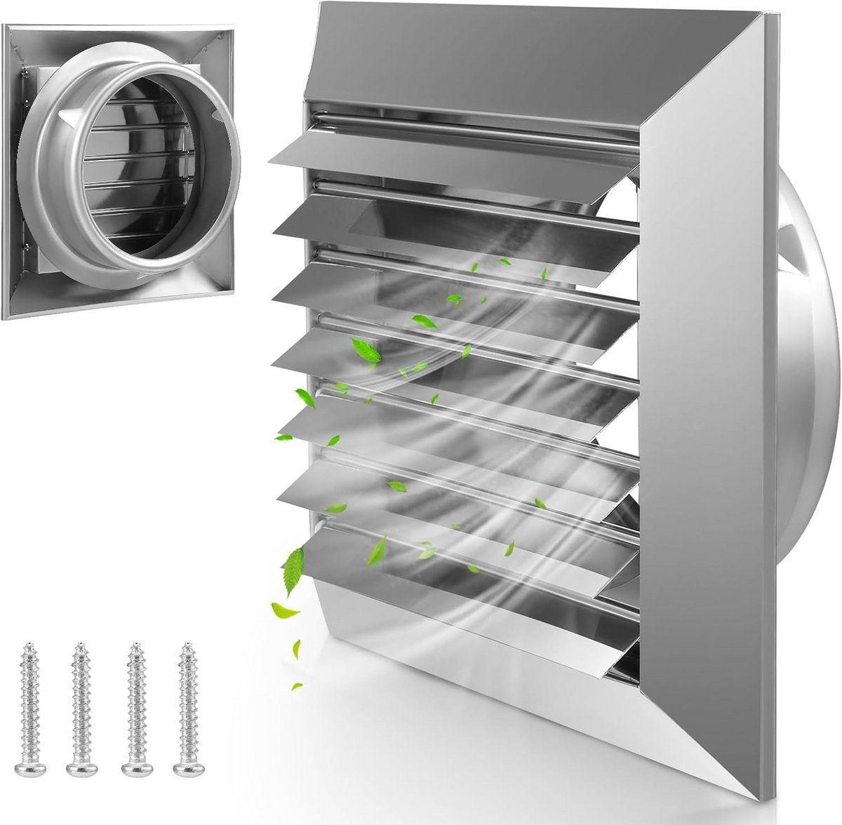 Ventilatierooster - Afvoerrooster - Luchtcirculatie Verbeteren - Insectenwerend Gaas - 100 mm - Zilverkleurig