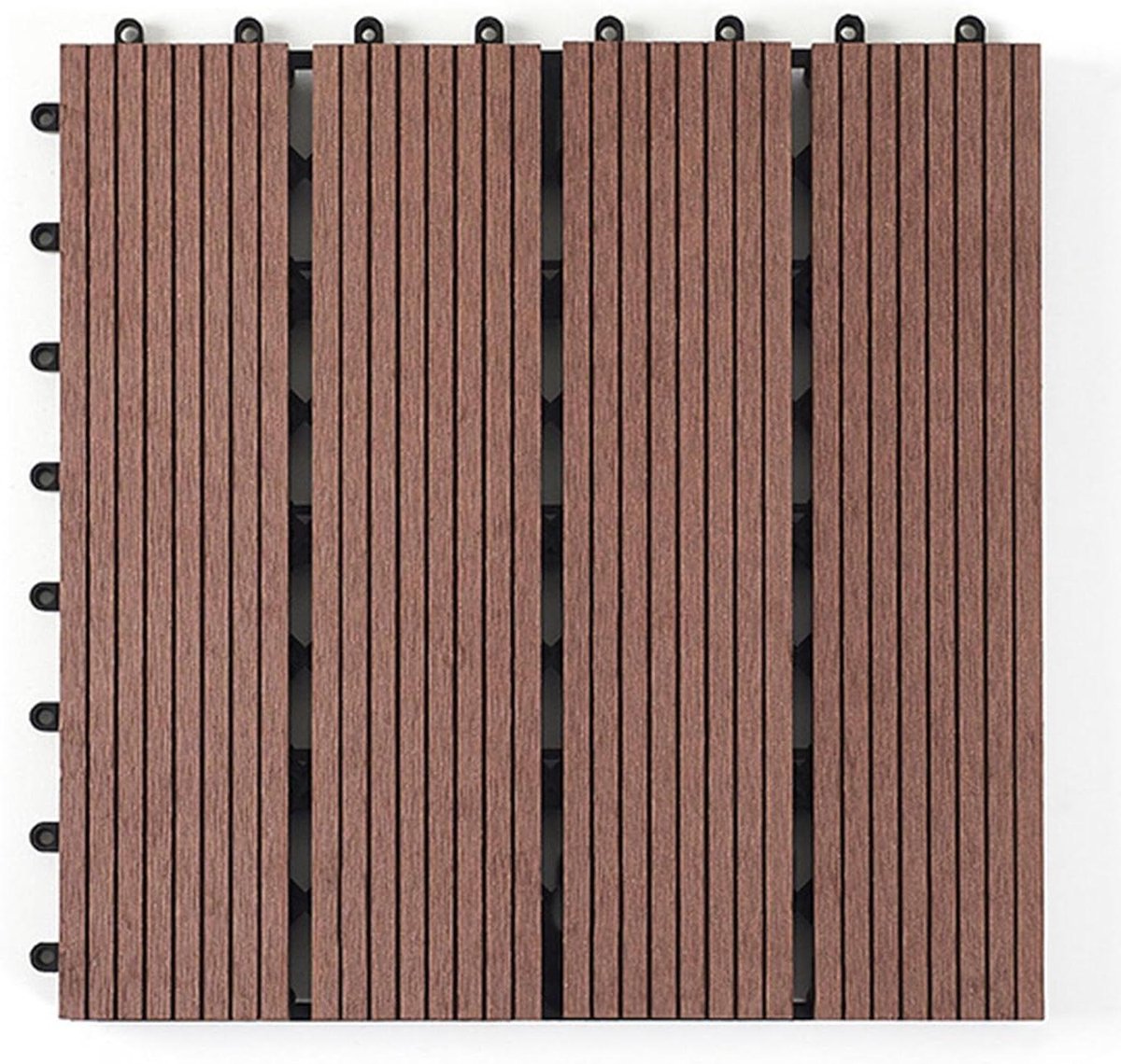 Terrastegels Houtcomposiet - Vloertegels Buiten - Terras Vernieuwen - In elkaar grijpend Systeem - 30x30x2cm - Bruin