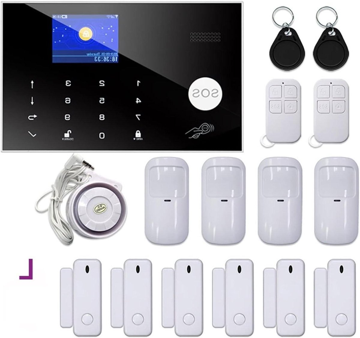 Draadloos Alarm Systeem - WIFI GSM Beveiliging - Huis Beveiligen - App Bediening - 100 Zones - Wit