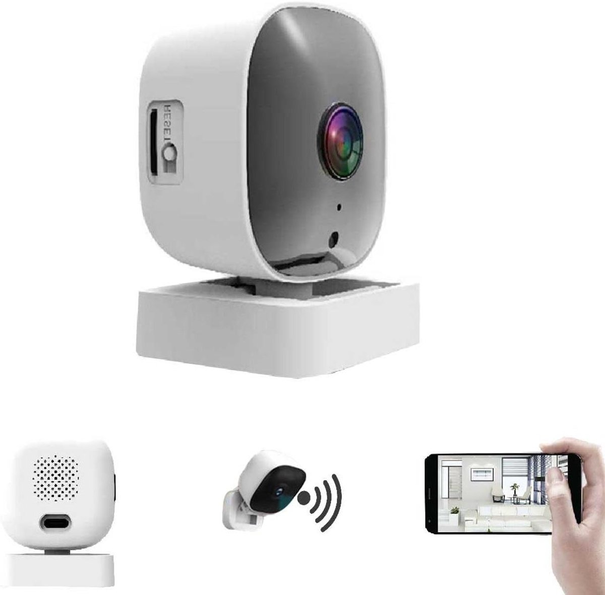 Beveiligingscamera Binnen - WIFI Camera - Huisbewaking - Kleur Nachtzicht - 120 Graden Hoek - Wit