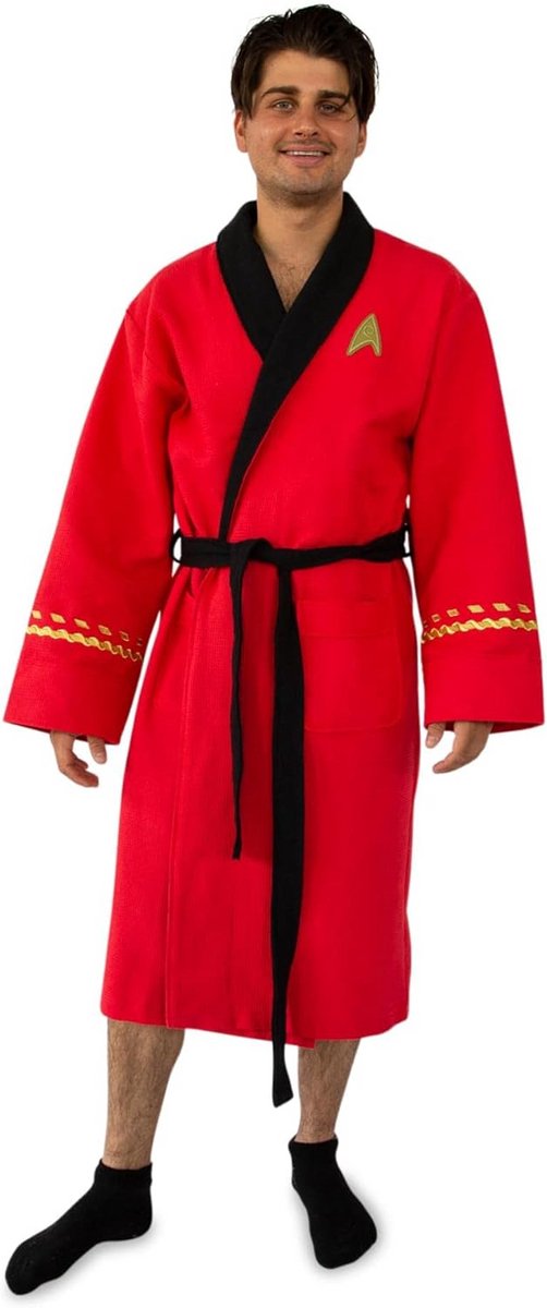 Wafelgeweven Katoenen Badjas Volwassenen - Rood - One Size