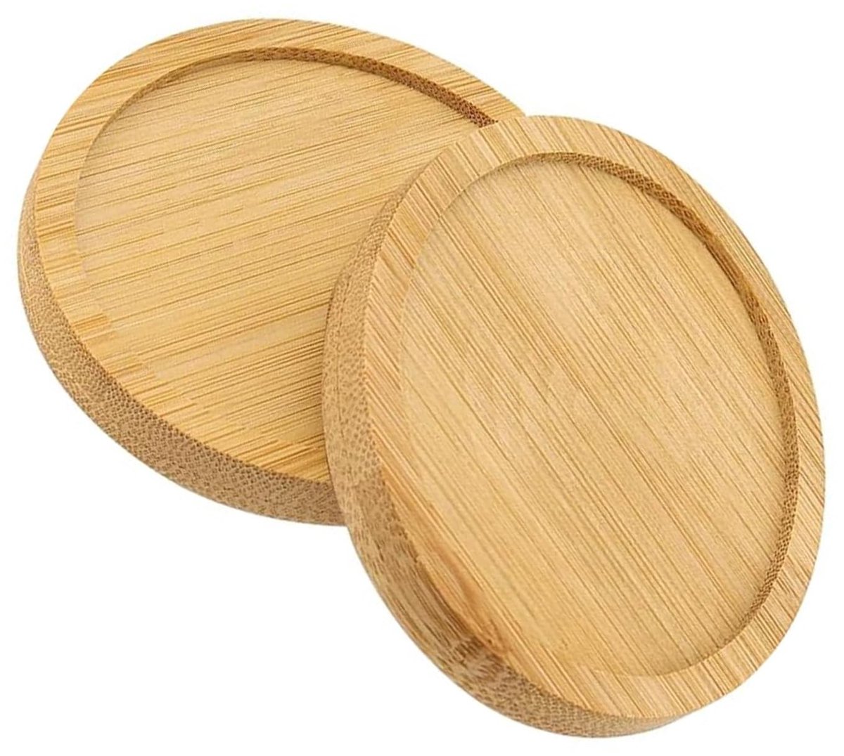 MTTproducts- Kandelaar Hout - 2 Stuks - Kaarsenhouder Stompkaarsen - Bamboe Onderzetter - Diameter 9 cm - Decoratie Feestdagen