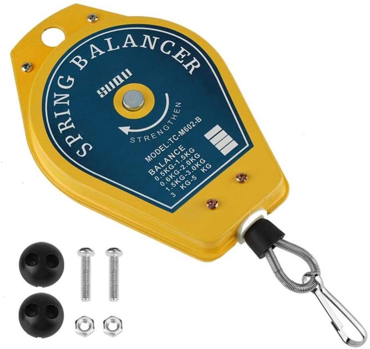 MTTproducts- Veerbalancer Intrekbare Houder - Plafondcontactdoos - Ophangen tot 1,5 kg - Inclusief Toebehoren - Geschikt voor Thuisgebruik - Ophangbeugel