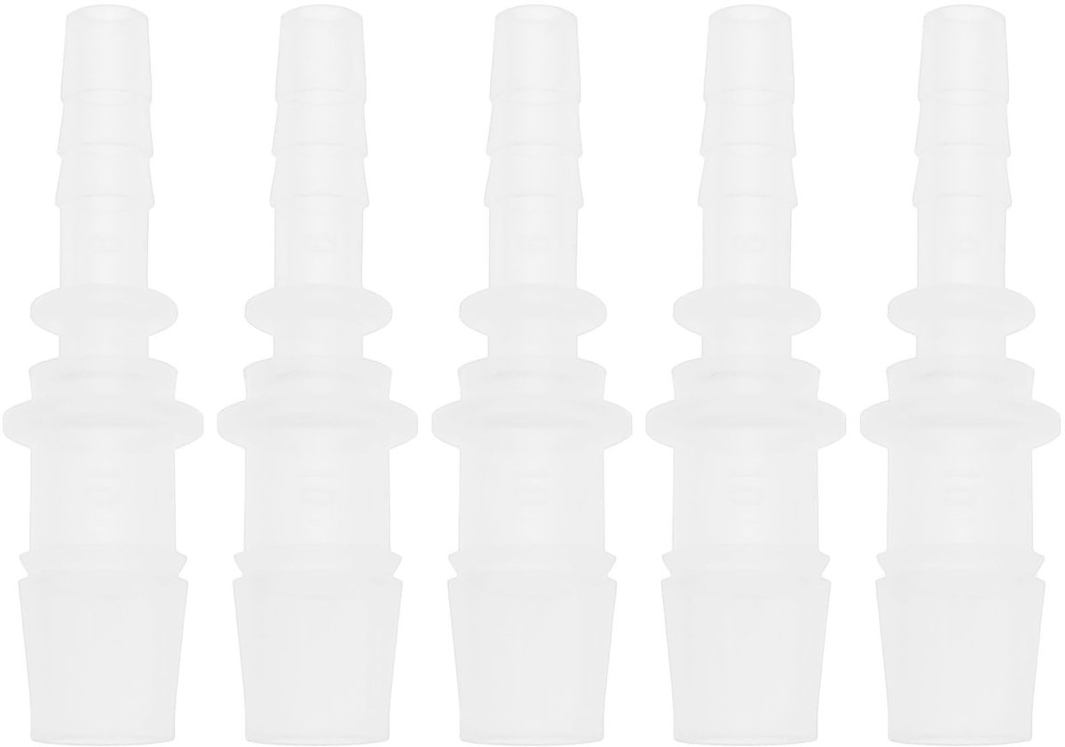 MTTproducts- Slangconnector 5-delig - Slangaansluiting 6mm/10mm - Kunststof Adapter - 54mm Lengte - Geschikt voor Koudwaterslangen - Transparant - Slangfitting