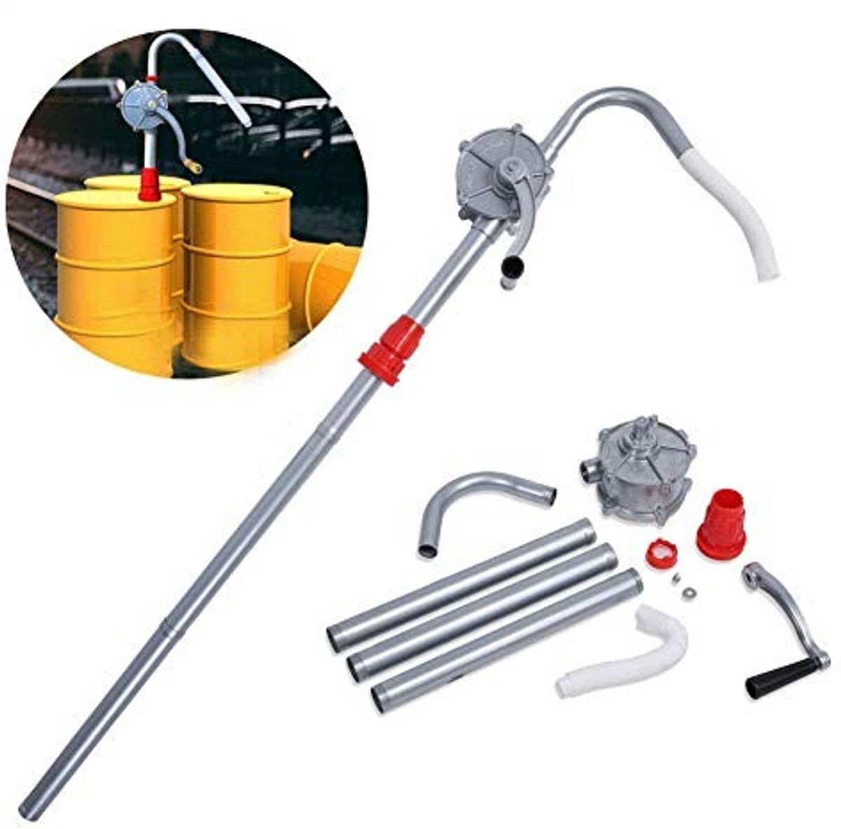 MTTproducts- Handpomp 29 l/min - Handmatige Oliepomp - Zwengelpomp - Vloeistofpomp - Aluminiumlegering - Lichtgewicht en Eenvoudig te Transporteren - Vatenpomp