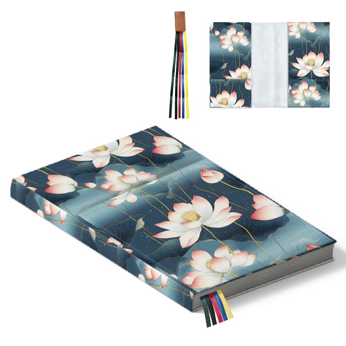 NTH products- Boekomslagen Lotus Design - Verstelbare Boekhoes - Hardcover/Paperback - 32 x 22 cm - Polyester - 1 Stuk - Gemengde Kleuren