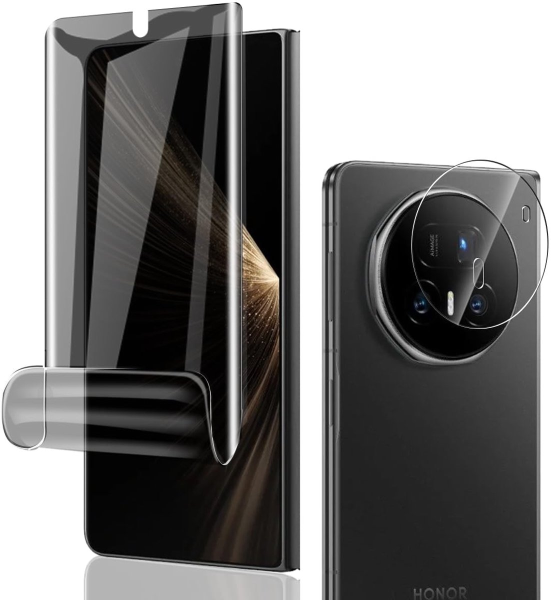 MTTproducts - TPU Privacy Displaybeschermfolie en Camera-glas voor Honor Magic V5