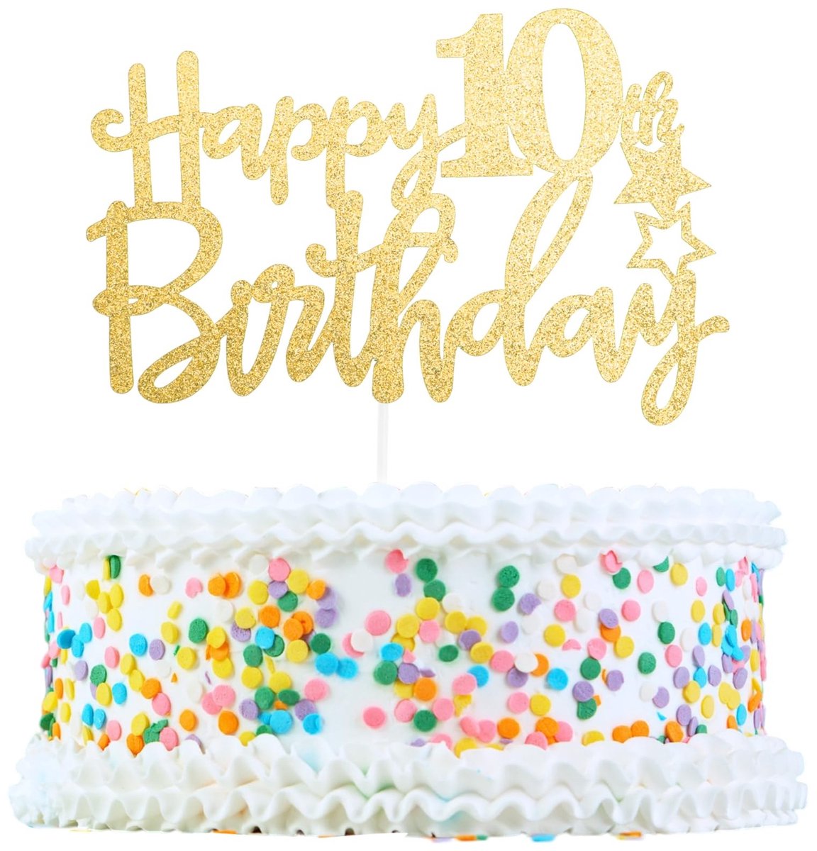 MTTproducts- Taarttopper Goudkleurig - Taartdecoratie Set - Voedselveilige Materialen - Duurzaam - 15 x 10,5 cm - Ideale Afmetingen