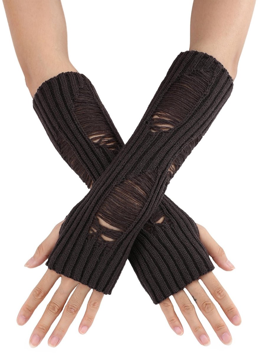 MTTproducts- Vingerloze Handschoenen Dames - Gebreid - 30 cm - Armwarmers - Winterhandschoenen - Comfortabel Acryl