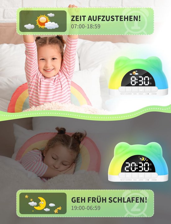 Digitale Kinderwekker met 11 Kleuren Nachtlampje en Dubbel Alarm — afbeelding 4