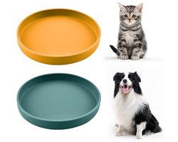 2 stuks siliconen kattenvoerbakken met zuignap - brede en platte kom voor droog en nat voer - kattenaccessoires