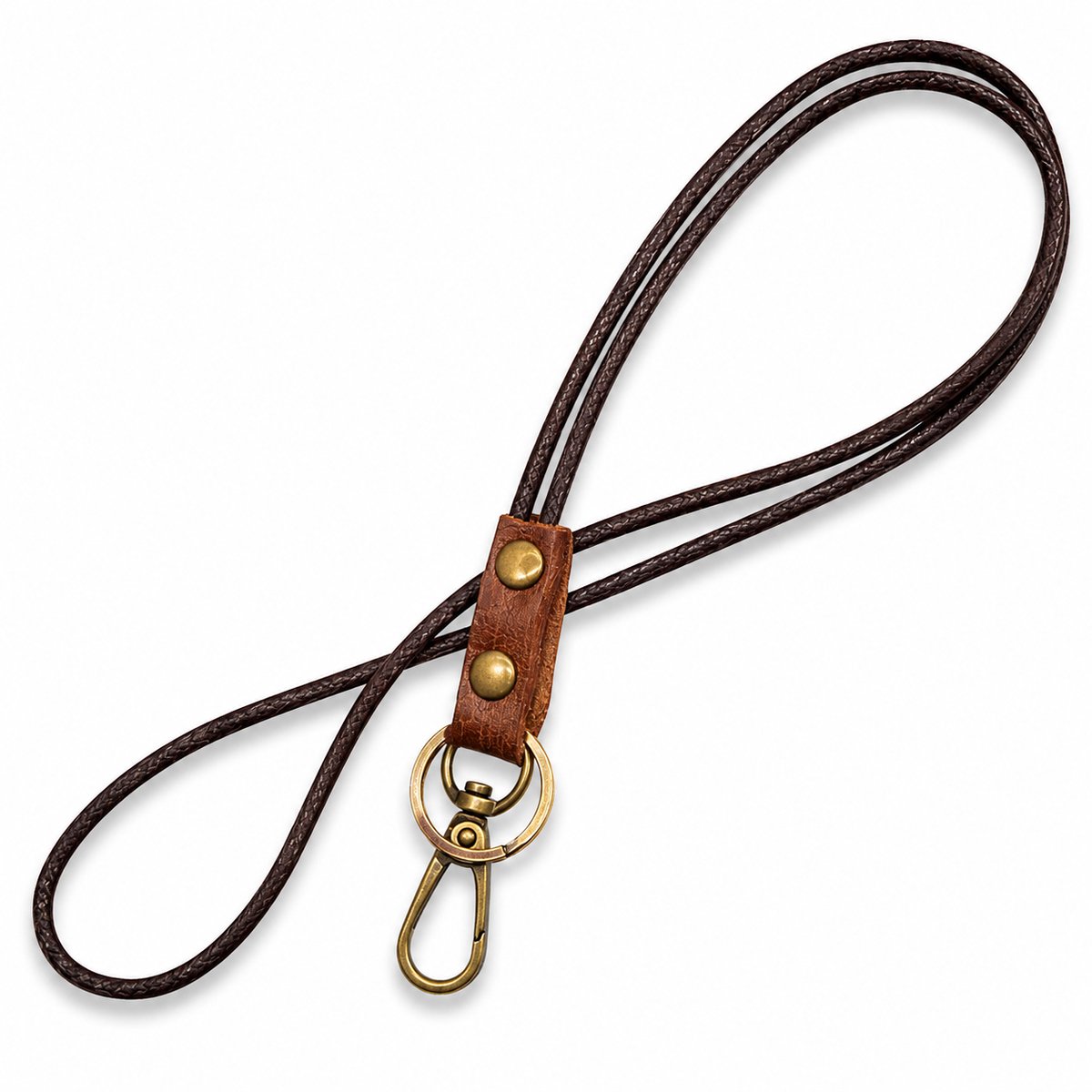 Travel Cords - Keycord Bruin Leer met Karabijnhaak en Ring – Lederen Sleutelkoord – Luxe Lanyard voor Sleutels, ID-kaart en Accessoires