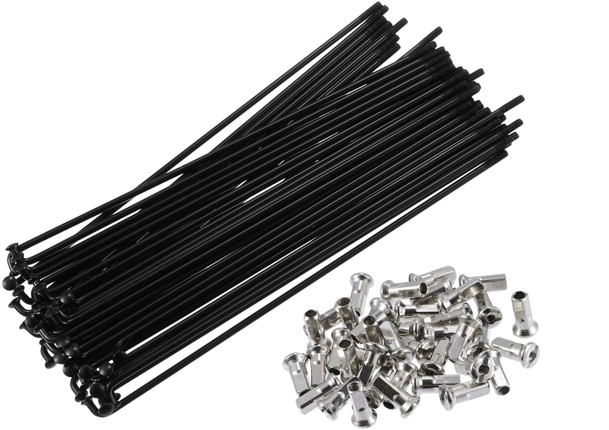 Cosensi- Spare Part 40 Stuks - Fietsspaakset - Carbon Staal - 160mm Lengte - Met Nippels - Zwart - Schokbestendig - Fietsspaak