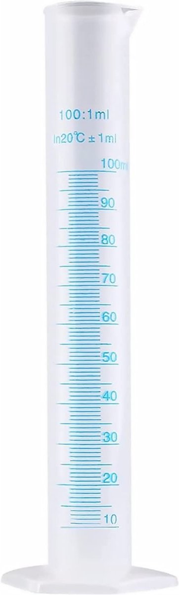 Cosensi- Maatcilinder 100 ml - Kunststof - Transparant - Meetinstrument - Laboratorium - Precisie. - Meetcilinder