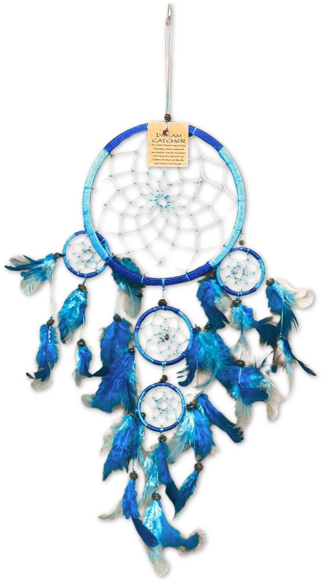 Ruben Robijn Dromenvanger 16 cm Blauw-Turquoise alleen veren n.n.b