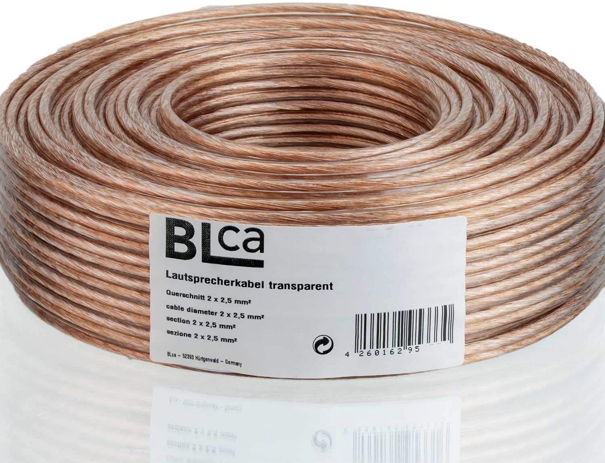Luidsprekerkabel 10m 2x2,5mm² Transparant CCA met Polariteitsmarkering voor Stereo en Hifi