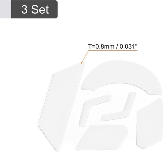 Muisvoetjes Wit 0.8mm Afgeronde Gebogen Randen voor G903 Gaming Muis - 3 Sets Vervanging — afbeelding 5