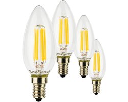 LED Gloeidraad Kaarslamp E14 5W Warm Wit 2700K - 4 Stuks