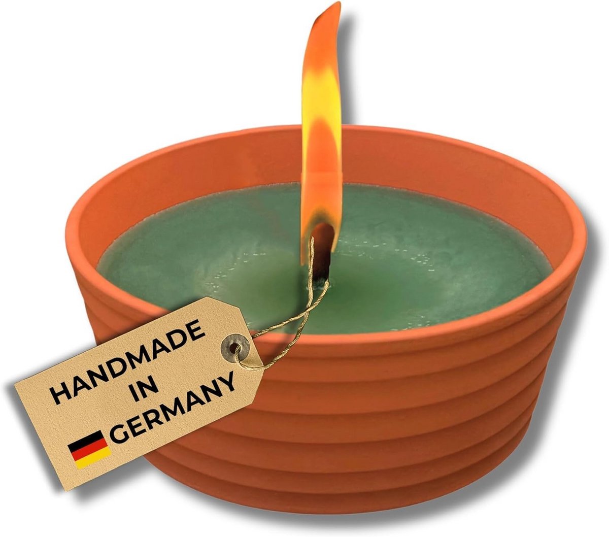 XL Terracotta Vlammenkom - 15 uur brandtijd - Buitenkaars voor Terras, Tuin, BBQ en Feest - 15 cm Vlam