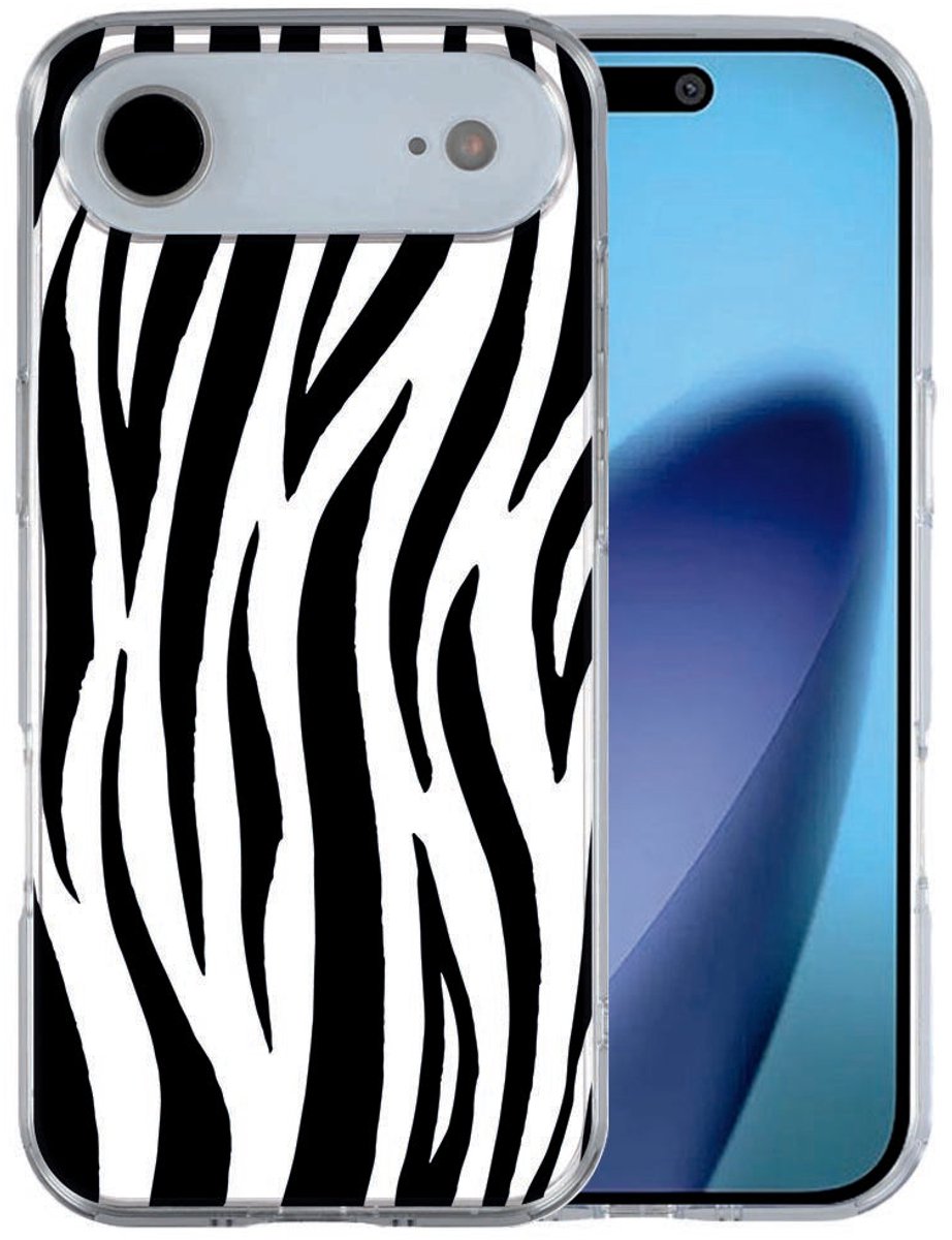 TPU Hoesje voor iPhone Air hoesje Zebra - Zwart, Wit