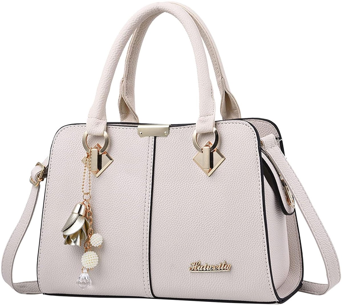 OKWISH Handtassen - Dames Schoudertas Handtas Dames Modieuze Handtas Met Afneembare Schouderriem En Meerdere Vakjes Voor Werk En Dagelijks Gebruik, PU, Beige