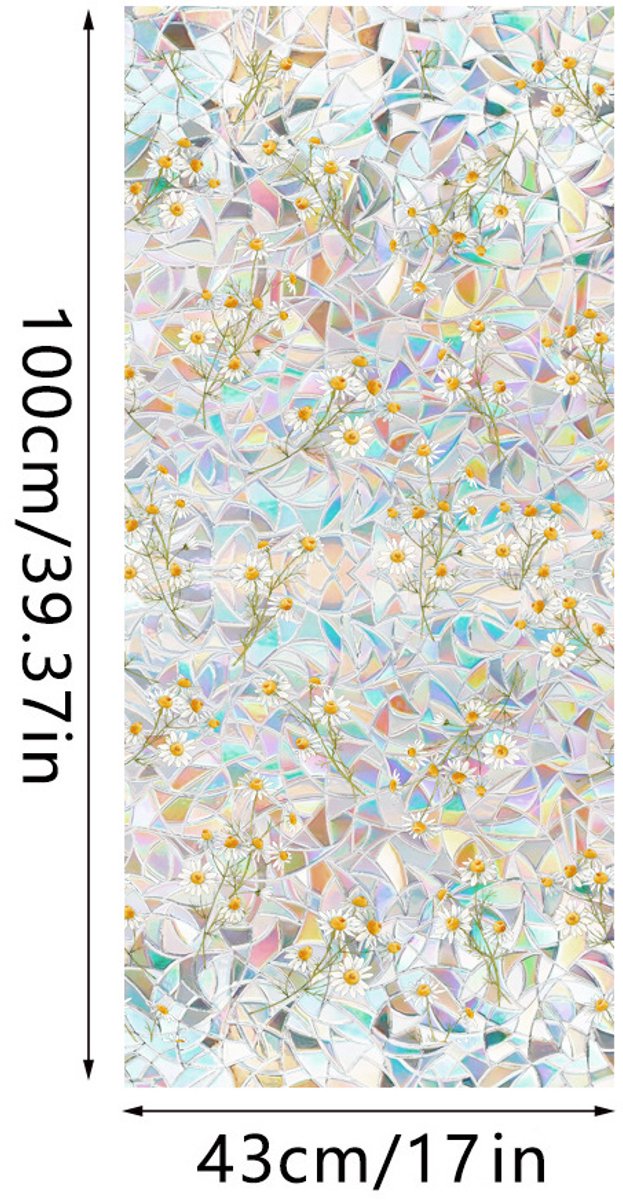 3D Regenboog Raamfolie- Anti-Inkijk - Isolerend & Zonwerend - 43x100cm – Statisch - Prisma Bejuweled EffectXCBL008