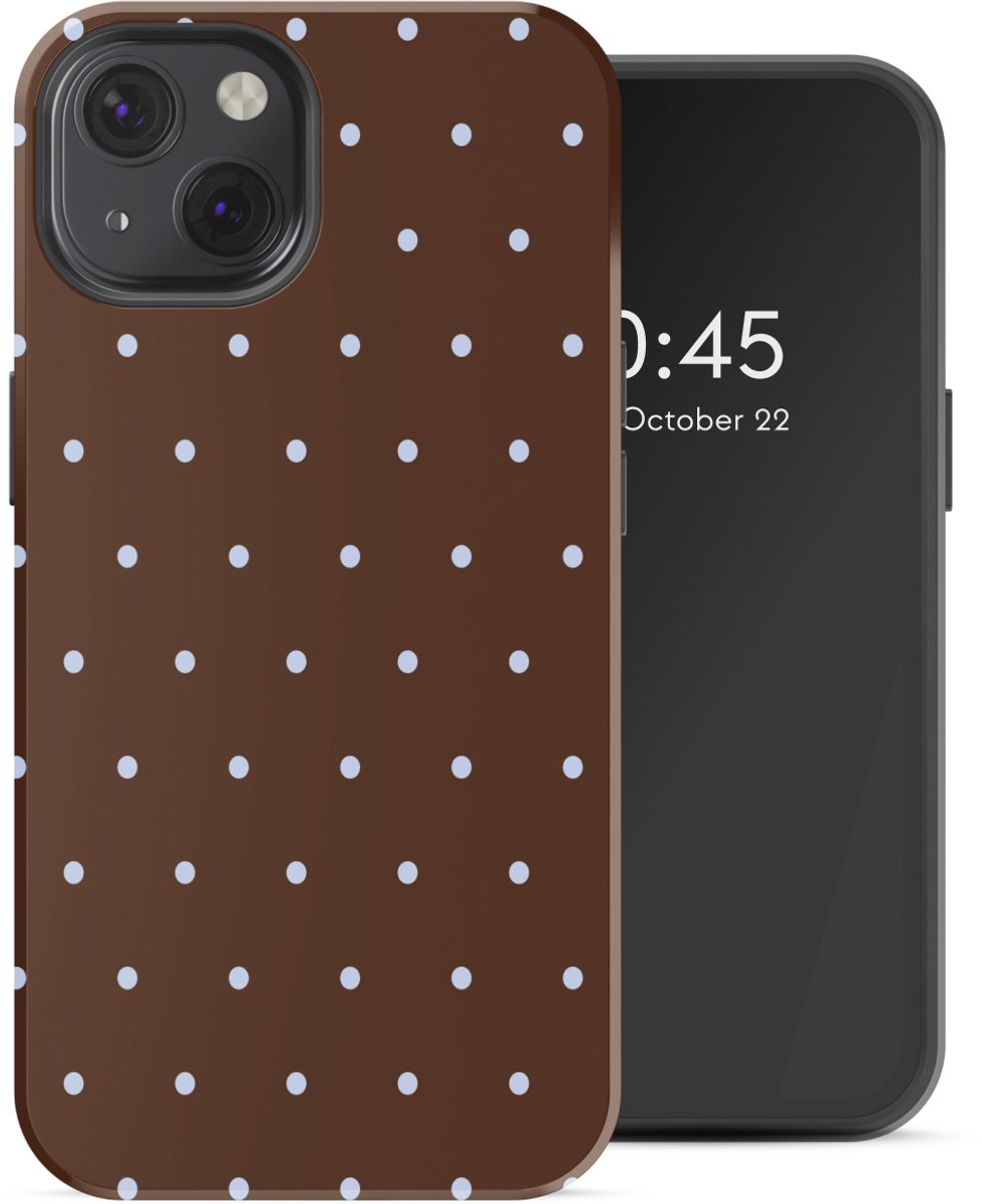 Selencia Hoesje - Geschikt voor Apple iPhone 13 - Backcover - Happy Dots Chocolate