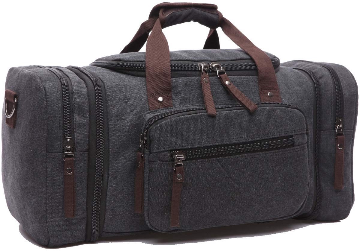 Dailygoods - Dailygoody - Duffle tas - Canvas weekendtas - Ruimte voor al je spullen - Zwart - Unisex reistas - Ideaal voor weekendjes weg en reizen - L