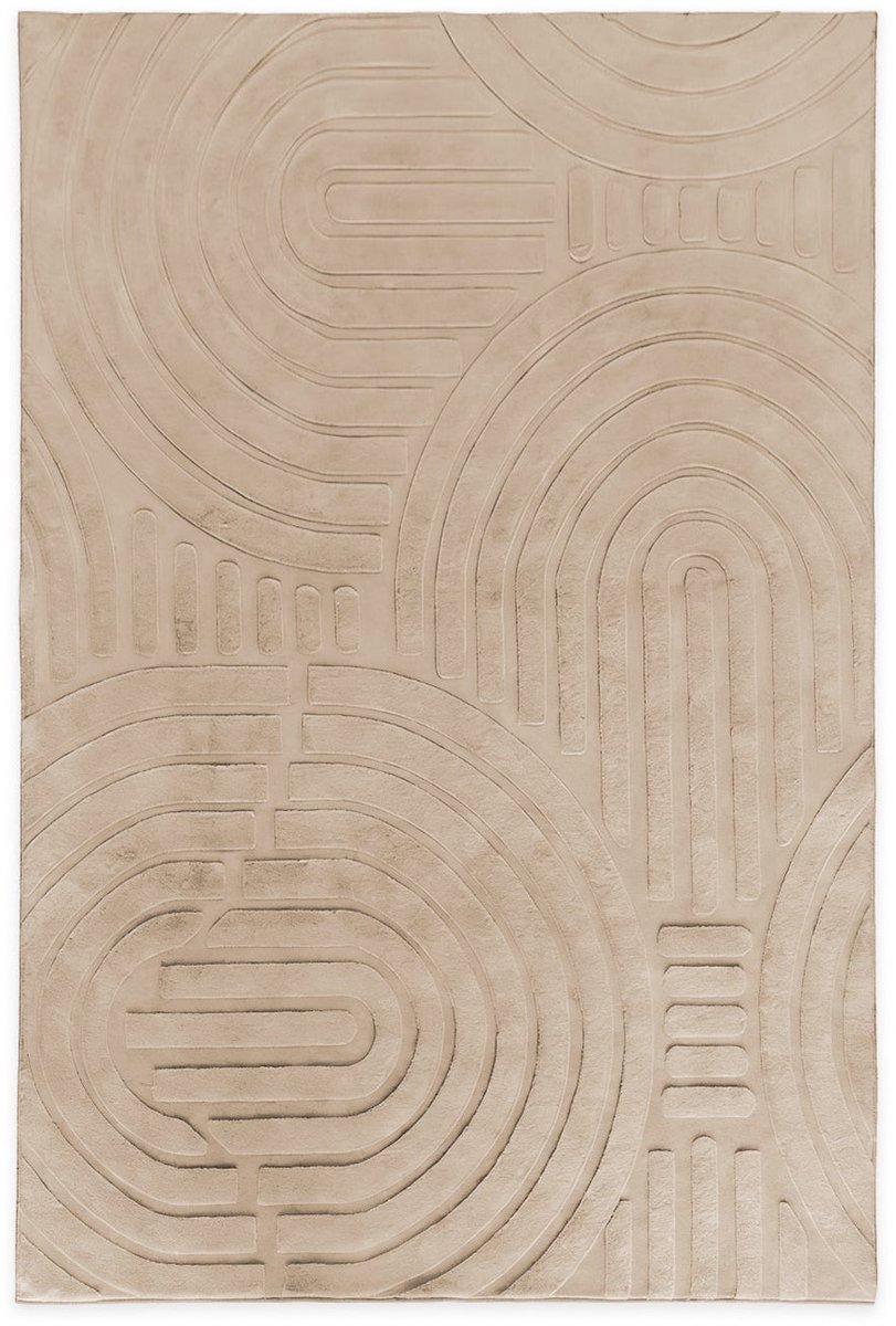 Vloerkleed Japandi beige 200x350cm tapijt Japanse stijl vloerbedekking