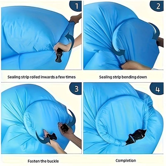 4 stuks Opblaasbare Lounger Luchtbank - Draagbare Outdoor Camping Luie Bank, Water/Strand/Gras/Park Luchtbed/Slaapzak Muziekfestival Opblaasbare Bank, Rechthoekige Vorm, Capaciteit voor Één Persoon, Inclusief Opbergtas, Draagbaar Festival Bed — afbeelding 3
