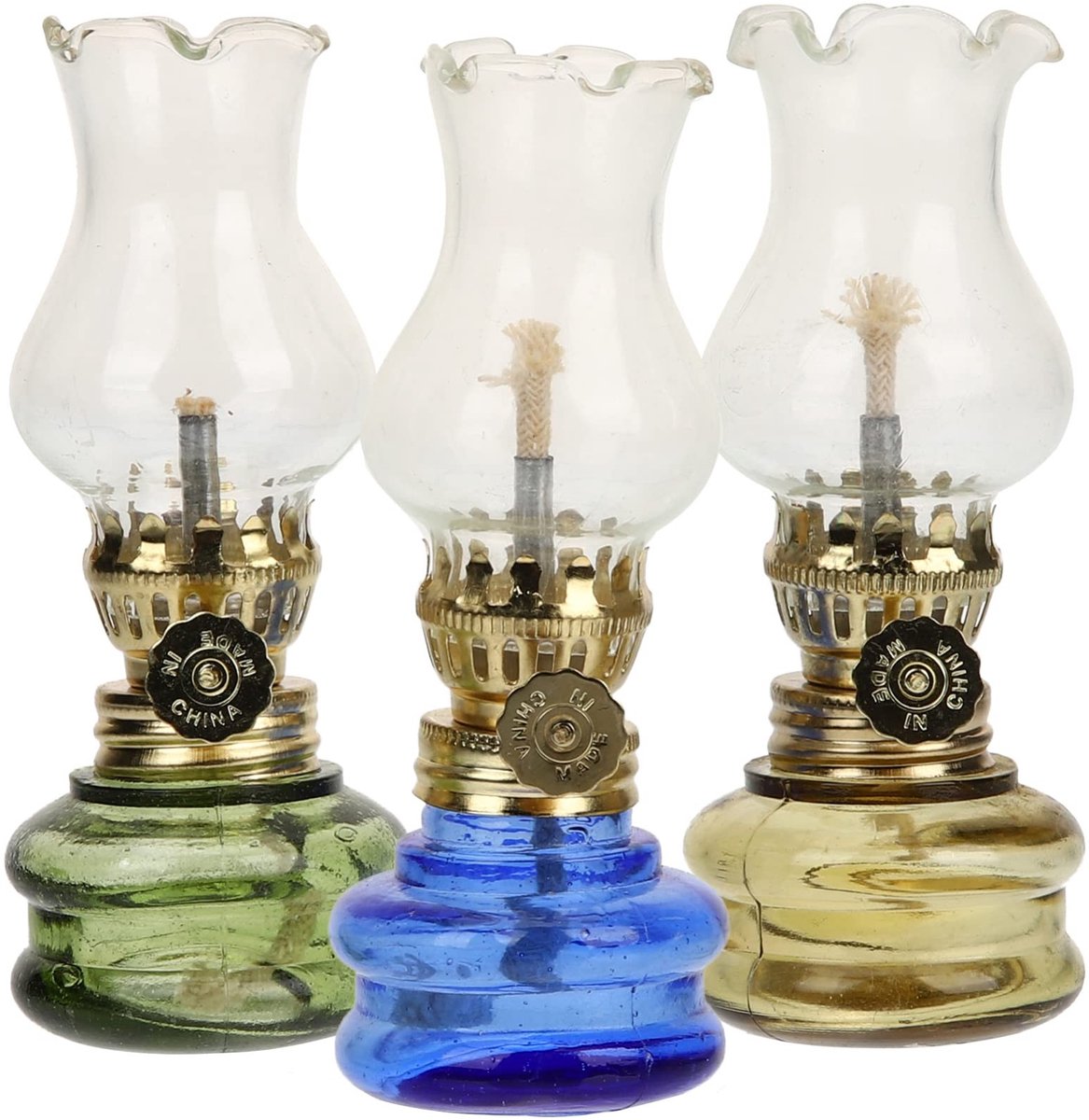 Dailygoods - Dailygoody - Vintage olielamp - Retro petroleumlamp - Sfeervolle verlichting - Glazen stormlantaarn - Decoratieve lamp voor binnenruimtes - Perfect vo