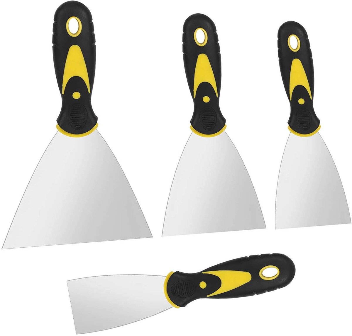 Dailygoods - Dailygoody - Spatel Set - Behangschraper en Plamuurmessen - Roestvrij Staal - 4 Stuks - Handig voor Gipsplaten en Muren - Voor Behang Verwijderen