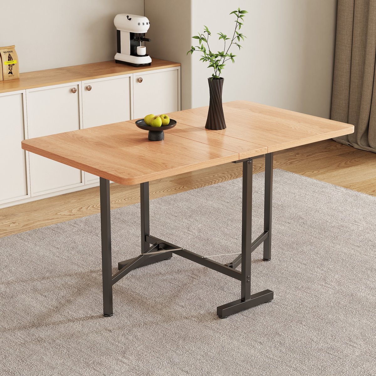 REDOM - Uitschuifbare Eettafel - Opvouwbaar En Ruimtebesparend - Modern - MDF - Wit Eikenkleur
