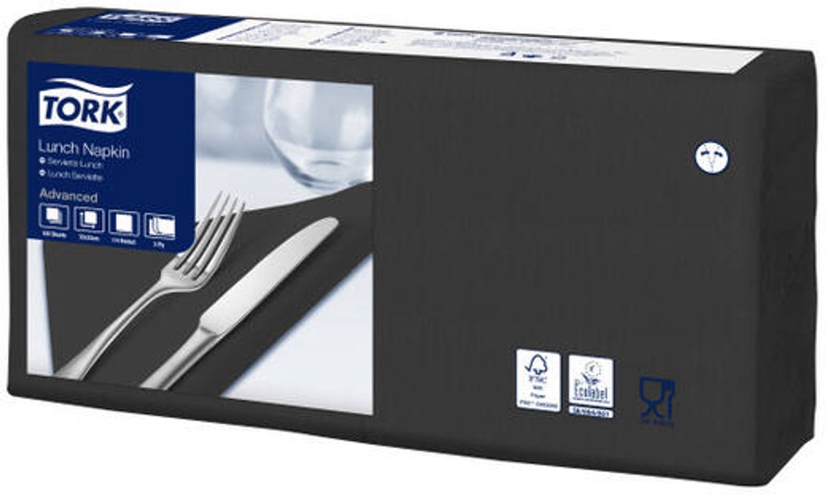 Tork 477864 soft lunchservet zwart 33x33 cm 3-laags 1500 stuks (477864)