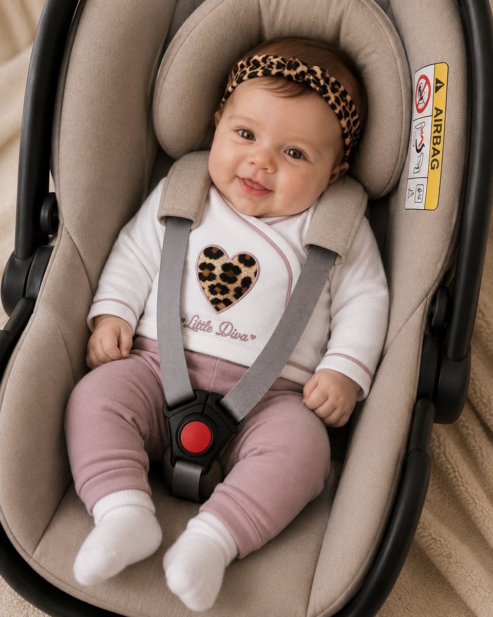 Blijeitje - Luxe 4-delige kraampakket meisje - Kraamcadeau meisje - Babycadeauset meisje met stylvolle babyhoofdband, Shirtje, Broekje & Sokjes - Little Diva Design – foto 3