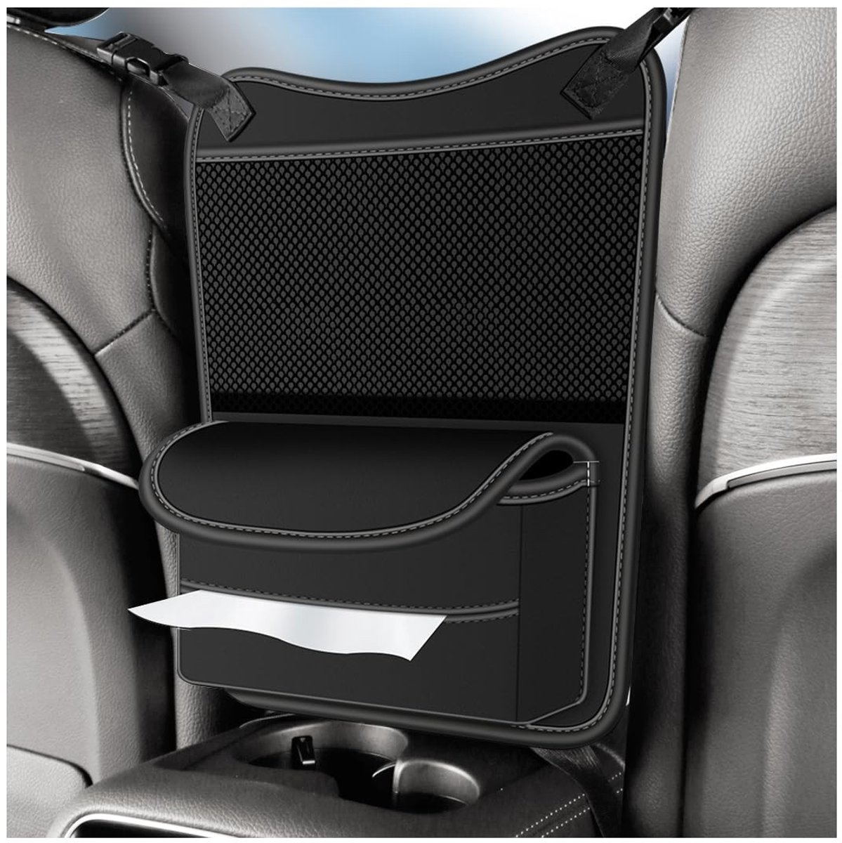 Dailygoods - Auto-Organizer Tussen Voorstoelen van Hoogwaardig Leren Materiaal