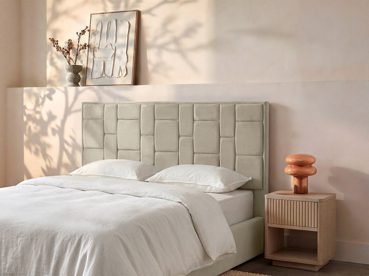 Vente-unique Hoofdeinde 180 cm - Fluweel - Taupe - HERMINE