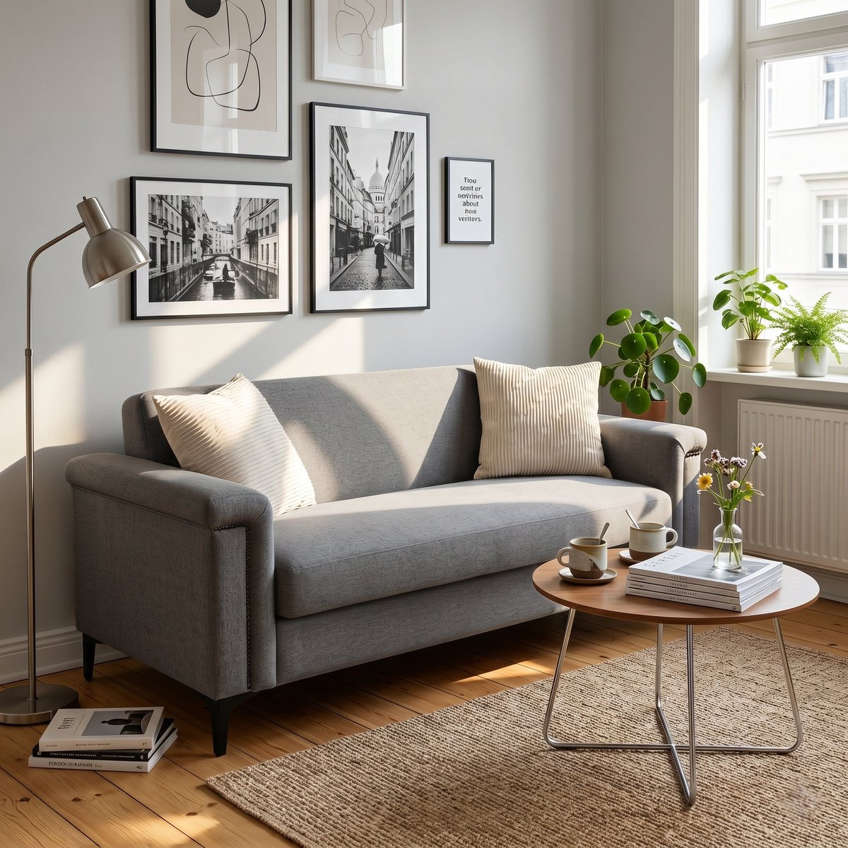 MIVRAY 2-Zitsbank 172 cm - Ergonomische Zitdiepte En Brede Armleuningen - Voor Woonkamer En Appartement - Fijnlinnen Lichtgrijs
