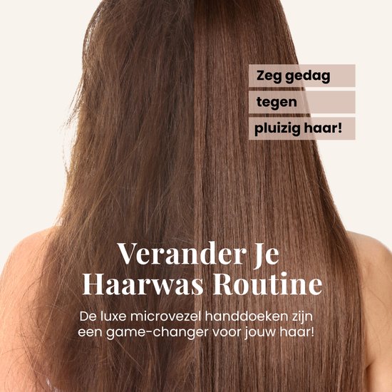 Vergelijking van haartextuur voor en na gebruik van microvezel handdoek.